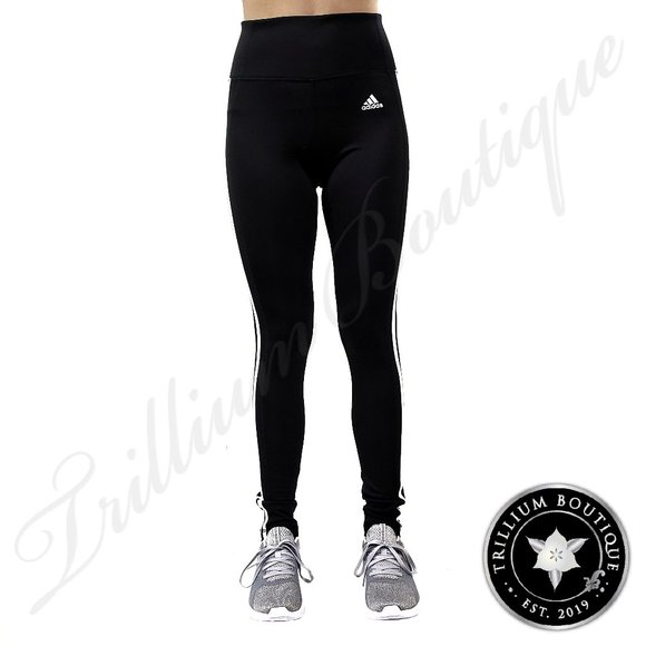 Adidas Climalite Women's 3 Stripe Tights Mid Rise - Picture 2 of 7